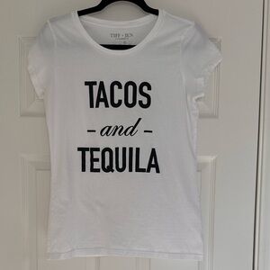 Graphic Tee with Tacos and Tequila Print Size Large